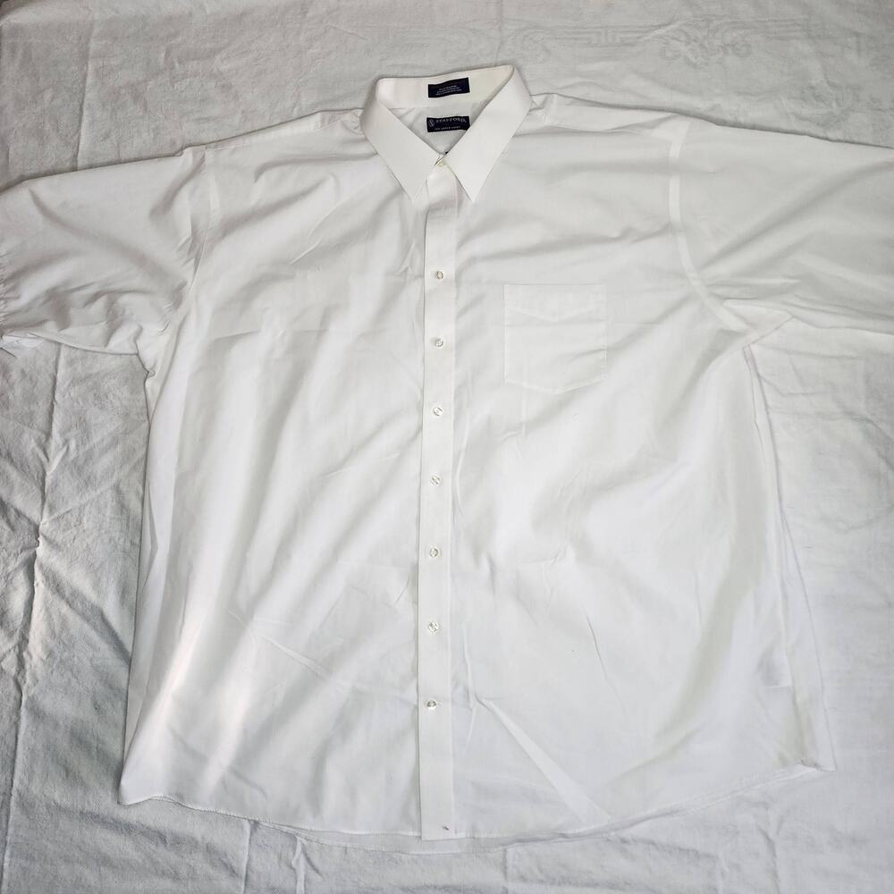 White Stafford Men's Short Sleeve Shirt-Big/Tall-The Super Shirt 5XL